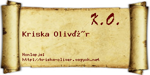 Kriska Olivér névjegykártya